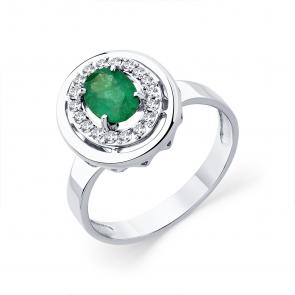Кольцо из белого золота Мастер Бриллиант с бриллиантом и изумрудом 05M1-209191-00-01 фото