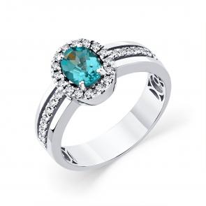 Кольцо из белого золота Мастер Бриллиант с бриллиантом и апатитом 05M1-209192-00-35 фото