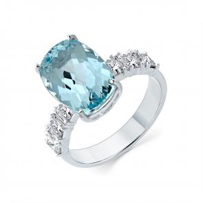 Кольцо из белого золота Мастер Бриллиант с бриллиантом и аквамарином 05M1-209359-00-40 фото