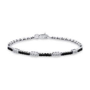 Браслет из белого золота Мастер Бриллиант с бриллиантом и чёрным бриллиантом 05M10-220330-00-55 фото