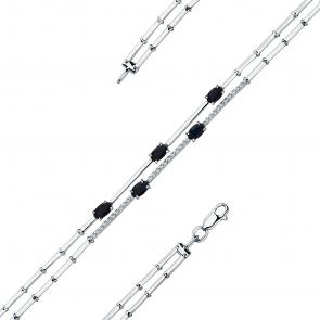 Браслет из белого золота Мастер Бриллиант с бриллиантом и сапфиром 05M10-220390-00-02 фото