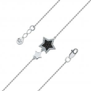 Браслет из белого золота Мастер Бриллиант с бриллиантом и чёрным бриллиантом 05M10-220489-00-55 фото