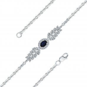 Браслет из белого золота Мастер Бриллиант с бриллиантом и сапфиром 05M10-220497-00-02 фото