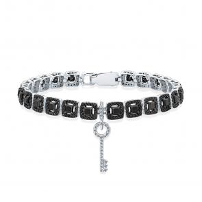 Браслет из белого золота Мастер Бриллиант с бриллиантом и чёрным бриллиантом 05M10-220540-01-55 фото