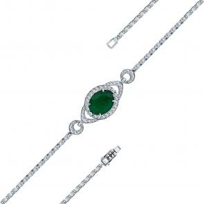 Браслет из белого золота Мастер Бриллиант с бриллиантом и изумрудом 05M10-220553-00-01 фото