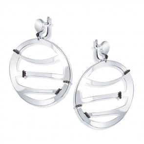 Серьги из белого золота Мастер Бриллиант с чёрным бриллиантом 05M2-000-027-48 фото