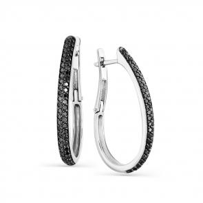 Серьги из белого золота Мастер Бриллиант с чёрным бриллиантом 05M2-104-212-48 фото