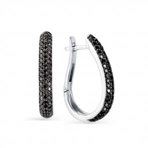 Серьги из белого золота Мастер Бриллиант с чёрным бриллиантом 05M2-104-214-48 фото