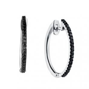 Серьги из белого золота Мастер Бриллиант с чёрным бриллиантом 05M2-107-129-48 фото