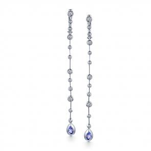 Серьги из белого золота Мастер Бриллиант с бриллиантом и танзанитом 05M2-107-268-31 фото