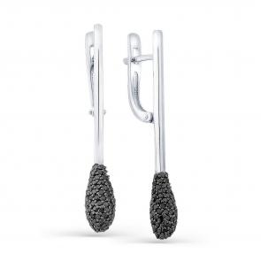 Серьги из белого золота Мастер Бриллиант с чёрным бриллиантом 05M2-107-283-48 фото