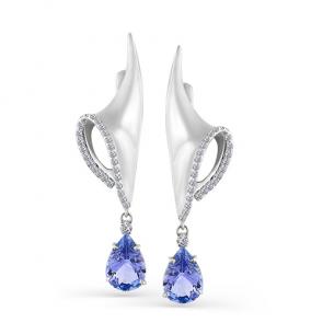 Серьги из белого золота Мастер Бриллиант с бриллиантом и танзанитом 05M2-107-368-31 фото