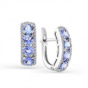 Серьги из белого золота Мастер Бриллиант с бриллиантом и танзанитом 05M2-107-370-31 фото