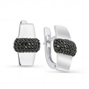 Серьги из белого золота Мастер Бриллиант с чёрным бриллиантом 05M2-107-435-48 фото