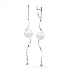 Серьги из белого золота Мастер Бриллиант с жемчугом 05M2-107-438-28 фото