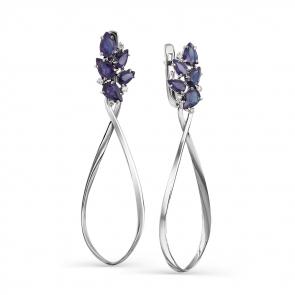 Серьги из белого золота Мастер Бриллиант с бриллиантом и сапфиром 05M2-107-511-02 фото