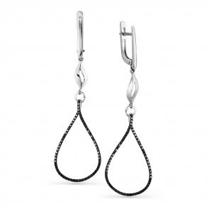 Серьги из белого золота Мастер Бриллиант с чёрным бриллиантом 05M2-107-582-48 фото