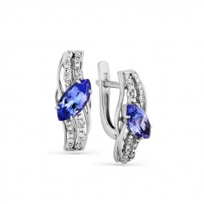 Серьги из белого золота Мастер Бриллиант с бриллиантом и танзанитом 05M2-107-609-31 фото