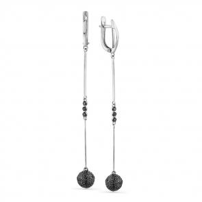 Серьги из белого золота Мастер Бриллиант с чёрным бриллиантом 05M2-107-612-48 фото