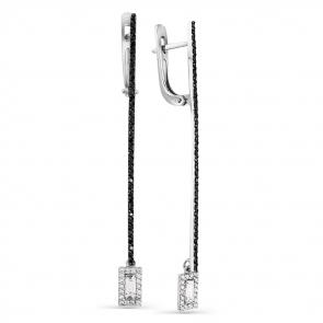 Серьги из белого золота Мастер Бриллиант с бриллиантом и чёрным бриллиантом 05M2-107-618/1-55 фото