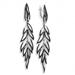 Серьги из белого золота Мастер Бриллиант с чёрным бриллиантом 05M2-107-622-48 фото