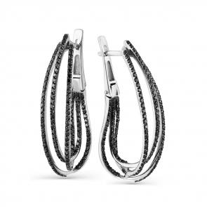 Серьги из белого золота Мастер Бриллиант с чёрным бриллиантом 05M2-107-631-48 фото