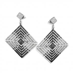 Серьги из белого золота Мастер Бриллиант с бриллиантом и чёрным бриллиантом 05M2-107-645/3-55 фото