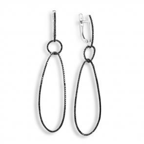 Серьги из белого золота Мастер Бриллиант с чёрным бриллиантом 05M2-107-655-48 фото