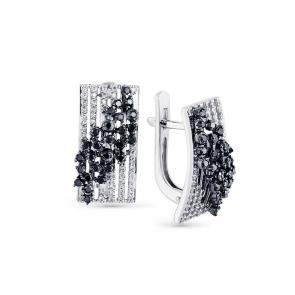 Серьги из белого золота Мастер Бриллиант с бриллиантом и чёрным бриллиантом 05M2-107-711/1-56 фото