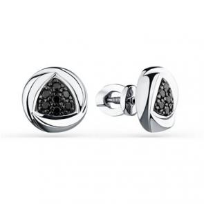 Серьги из белого золота Мастер Бриллиант с чёрным бриллиантом 05M2-202133-00-48 фото