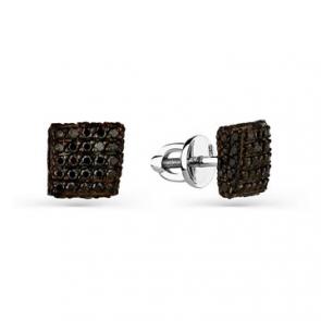 Серьги из белого золота Мастер Бриллиант с чёрным бриллиантом 05M2-202172-00-48 фото