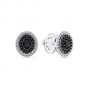 Серьги из белого золота Мастер Бриллиант с бриллиантом и чёрным бриллиантом 05M2-202210-01-56 фото