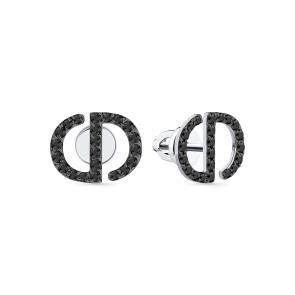 Серьги из белого золота Мастер Бриллиант с чёрным бриллиантом 05M2-202250-00-48 фото
