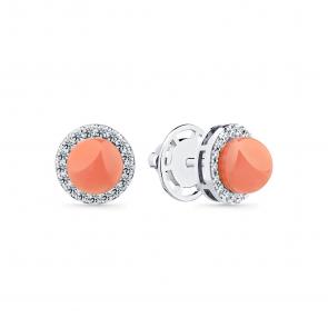 Серьги из белого золота Мастер Бриллиант с бриллиантом и кораллом 05M2-202272-00-53 фото