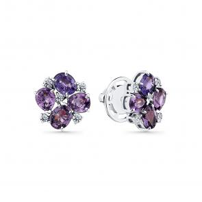 Серьги из белого золота Мастер Бриллиант с бриллиантом и сапфиром 05M2-202274-00-47 фото