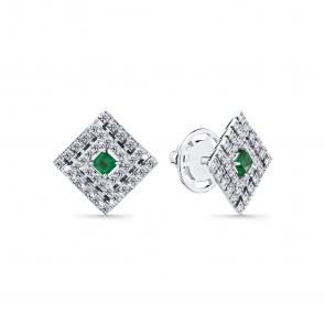 Серьги из белого золота Мастер Бриллиант с бриллиантом и изумрудом 05M2-202306-00-01 фото