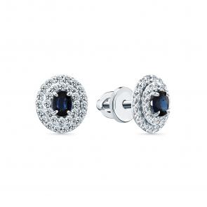 Серьги из белого золота Мастер Бриллиант с бриллиантом и сапфиром 05M2-202308-00-02 фото