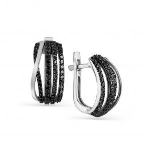 Серьги из белого золота Мастер Бриллиант с чёрным бриллиантом 05M2-205612-00-48 фото
