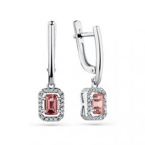 Серьги из белого золота Мастер Бриллиант с бриллиантом и турмалином 05M2-206679-00-60 фото