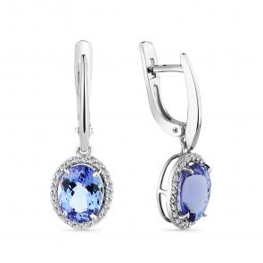 Серьги из белого золота Мастер Бриллиант с бриллиантом и танзанитом 05M2-206729-00-31 фото