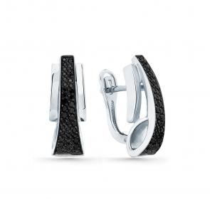 Серьги из белого золота Мастер Бриллиант с чёрным бриллиантом 05M2-207054-00-48 фото