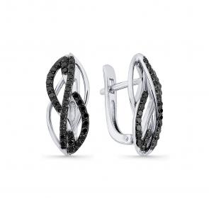 Серьги из белого золота Мастер Бриллиант с чёрным бриллиантом 05M2-207198-00-48 фото