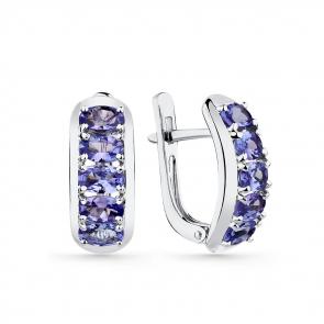Серьги из белого золота Мастер Бриллиант с танзанитом 05M2-207293-00-31 фото