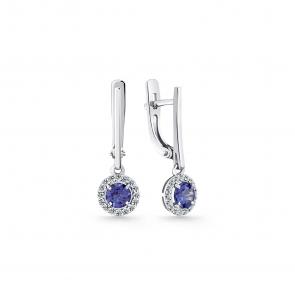 Серьги из белого золота Мастер Бриллиант с бриллиантом и танзанитом 05M2-207360-00-31 фото