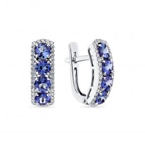 Серьги из белого золота Мастер Бриллиант с бриллиантом и танзанитом 05M2-207370-00-31 фото