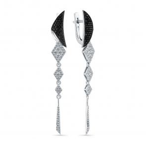 Серьги из белого золота Мастер Бриллиант с бриллиантом и чёрным бриллиантом 05M2-207724-00-55 фото