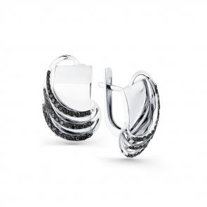 Серьги из белого золота Мастер Бриллиант с чёрным бриллиантом 05M2-207843-01-48 фото