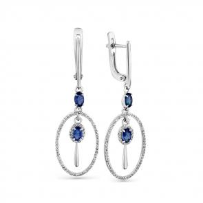 Серьги из белого золота Мастер Бриллиант с бриллиантом и сапфиром 05M2-207844-00-02 фото