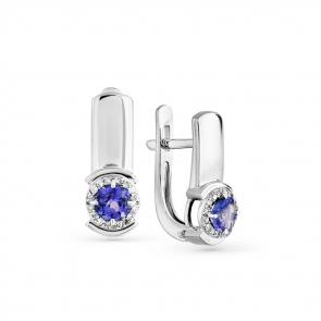 Серьги из белого золота Мастер Бриллиант с бриллиантом и танзанитом 05M2-207856-01-31 фото