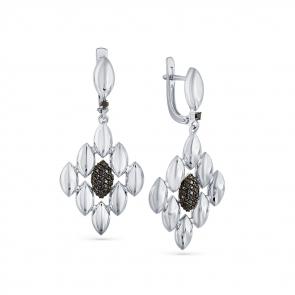 Серьги из белого золота Мастер Бриллиант с чёрным бриллиантом 05M2-207861-00-48 фото